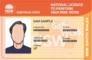 SafeWork NSW HRW Licence Card V5